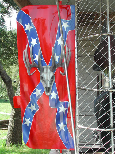 deer skull on airboat rudder